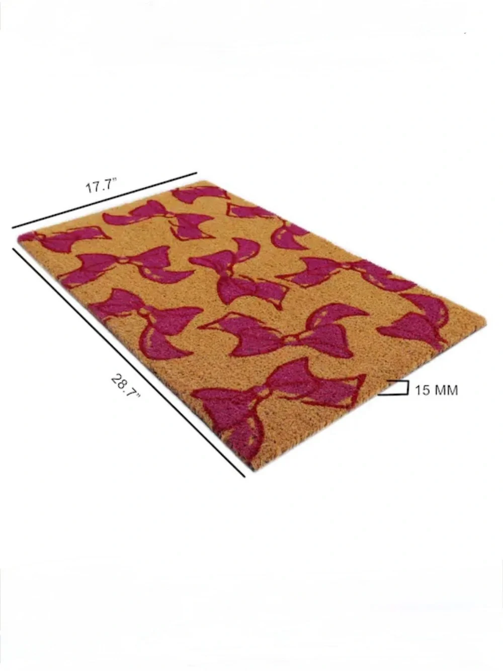 Ashland Pink Bow Coir Welcome Doormat 17.7” x 28.7” Spring Entry Rug